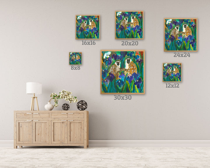 Grivets in Purple Iris Field (Print)